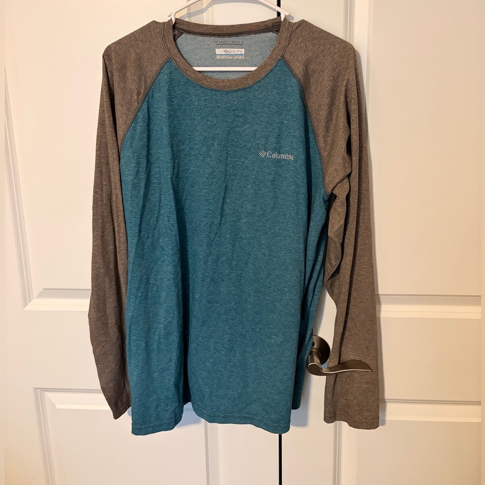 Columbia Blue and Brown Long Sleeve Top
